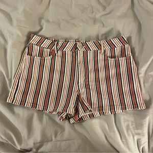 Wrangler Striped Mid-rise Women's Shorts - Red, Blue, White